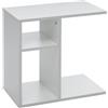 FineBuy Tavolino 50x30x50 cm Legno Bianco, Tavolino con 2 Scomparti | tavolino da salotto piccolo squadrato, superficie antigraffio e idrorepellente, tavolino da divano con ripiano per riviste