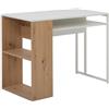 AVANTI TRENDSTORE - Roasio - Scrivania Moderna con Struttura in Metallo e Legno Laminato, Libreria Laterale Integrata e 1 Vano Aperto, Finitura Quercia/Bianco, 100 x 76 x 50 cm
