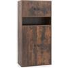 COSTWAY Libreria con 4 Ante, Armadio Alto a 4 Ripiani con Mensola Regolabile e 2 Kit Anti-Ribaltamento, Organizzatore per Casa Ufficio, 54 x 30 x 111 cm (Marrone)