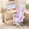 Huracan Sedia Gaming Ergonomica Viola Taro con Poggiapiedi Estraibile, Cerchietto e Coda Decorativi Inclusi, Braccioli Sincronizzati, Schienale Reclinabile, Cuscino Lombare Massaggiante, Per PC e Gaming