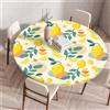 Morbuy Tovaglia per Tavolo Rotondo con Elastico, Motivo Limone 3D Tovaglia Rotonda Antimacchia Impermeabile con Bordo Elastico Tovaglie Copritavolo per Feste (Giallo Limone,Diametro 100cm)