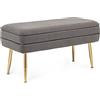 KONTE.DESIGN Panca contenitore PAVLINA, tessuto effetto velluto Grigio, 80 x 38 x 42 cm
