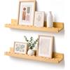Afuly Mensole da Muro con Bordo Ondulato, Set di 2, 61 cm, Moderne (Natural Wood)