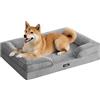 Feandrea Cuccia Ortopedica per Cani in Flanella, 89 x 63 x 16 cm | Letto per Cani con Bordo Rialzato, 1 Pezzo, Grigio Tortora, Collezione BLOMFY PGW322GD01