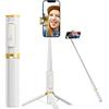 colorlizard Selfie Stick - Treppiede per telefono, telecomando wireless Bluetooth, in alluminio leggero All in One, con mini treppiede con rotazione a 270 °, per telefoni iPhone/Android (bianco oro)