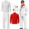 NUWIND Uomini Tony Montana Abito Bianco Blazer Costume Gangster Camicia Rossa Occhiali Guanti Collane Set Halloween Film anni '80 Cosplay Uniforme