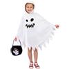 JOYUE Costume da Fantasma Bambino, Vestito Fantasma Bambini Bianco | Mantello da Fantasma Bambini con Borsa, Ghost Costume Bambino per Festa di Halloween Carnevale Cosplay