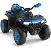 Euker Quad elettrico per bambini, batteria potente 12V 10Ah, 2 motori, pneumatici fuoristrada, lettore musicale tramite USB/TF, fari a LED, velocità 3-8 km/h, bambini dai 3 agli 8 anni (Blu)