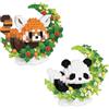 EnixwH 2 Pezzi Panda Rosso Mini Building Blocks Set Micro Blocks Vestito | Panda Rosso Cute Animals Building Set, Mini Mattoncini da Costruzione Giocattoli per Adulti Bambini Decorazione Casa