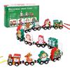 TSLBW Giocattoli magnetici per treni di Natale 14 pezzi Giocattoli di legno per treni di Natale Treno magnetico per l'apprendimento dei giocattoli educativi per meno di 6 anni Ragazzi ragazze Xmas Regali