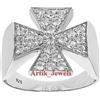 Croce Maltese Design Moissanite Anello Con 925 Argento Sterling per Uomo #992