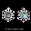 egemdiamond 925 Orecchini Argento Sterling Rotondo Opale di Fuoco Completo Moda 7mm Cz Gemma