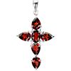 Egemdiamond 925 Pendente Argento Sterling Ovale Mozambico Granato Croce No USA Import Tasse
