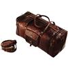 Fatto a mano Handmade 30" Uomo Borsa Vintage In Pelle Cerata Marrone Travel Duffle Gym Tote
