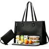 Chingcoo Borsa da lavoro da donna con scomparto frigo isolato - 15,6 pollici, in pelle, grande borsa per insegnanti e borsa per il pranzo, borsa media per scuola, università, ufficio e affari (bianco)