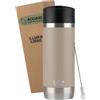 Campo Libre.® ANTO Tazza Termica - Termos Caffè Premium con Coperchio One-Touch, Thermos Caffe in Acciaio Inox a Doppia Parete, Mantiene le Bevande Calde per 6 h. Ideale per l'Auto. Beige, 350ml
