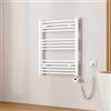 EMKE Scaldasalviette Elettrico Bagno,Curvo,75 x 60 cm, Bianco | 300 W,Termoarredo Asciugamani da Bagno con WIFI Termostato,Radiatore da Bagno
