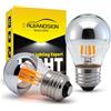 Ruiandsion Confezione da 2 Lampadina LED a Filamento Dimmabile G45 Mezzo Argento 4W, E27/E26 230V 2700K Bianco Caldo, Equivalente 40W per Specchio da Bagno e Lampada Vintage da Tavolo