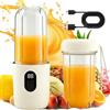 KUWUNG Frullatore portatile, frullatore portatile da 500 ml, con tazza di ricambio, ricaricabile tramite USB, piccolo frullatore con 16 lame, mini frullatore per frullati, succhi e frullati (bianco)