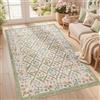 Vangao Tappeto verde, 140 x 200 cm, motivo floreale vintage, colorato, boho | Tappeto orientale a quadri, per soggiorno, balcone, cameretta delle ragazze, camera da letto, cucina, sala da pranzo