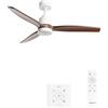 CREATE / WINDSTYLANCE M/Ventilatore da soffitto ABS con luce bianco pale effetto legno scuro con controllore e telecomando / 40W, Temporizzatore, Ø132 cm, 6 velocità, estate-inverno, doppia altezza