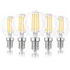 Hellum 5 lampadine LED goccia E14 dimmerabili 4,2W sostituisce 40W chiaro | Lampadina goccia dimmerabile luce calda 470 lm, 2700 K, E14, filamento LED, CRI 90 Ra, sostituisce 40W Incandescenza 220650