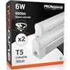 Eurocali LED Sottopensile 30cm Raccordabile T5 6W Bianco Naturale 4000K 660 lumen - Pacco da 2 reglette