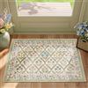 Vangao Tappeto floreale verde, 60 x 90 cm, vintage, boho, a quadretti, a | Piccolo tappeto colorato, per cucina, soggiorno, cameretta dei bambini, ingresso, ingresso, ingresso, ingresso, ingresso