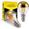 Ruiandsion Confezione da 2 Lampadina LED a Filamento G45 E14 con Top a Specchio Mezzo Oro, 4W 2700K Bianco Caldo CA220-240V, Sostituisce 40W Incandescenza per Lampada da Comodino e da Parete