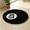CBWERBB Tappeto da biliardo rotondo con 8 palline, 60/80 cm, antiscivolo, assorbente, in floccato, morbido, lavabile in lavatrice, tappeto da rugby per camera da letto, soggiorno, decorazione per feste (nero
