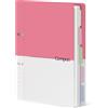 KOKUYO - Quaderno a spirale con 5 scomparti, Campus, 110 fogli A4, quaderno ricaricabile con linguette divisorie, quaderno per appunti da lavoro o scuola a righe college, colore rosa chiaro