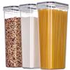 Vtopmart Set di barattoli da 2,8 l, dispenser per cereali e contenitori salvafreschezza, in plastica senza BPA, ermetici, contenitori per alimenti secchi, set con 3, 24 etichette per cereali, farina