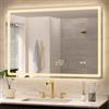 STARLEAD Specchio Bagno con Luce 70x100cm, Orologio & Meteo App Wi-Fi | Specchio Intelligente, Antiappannamento, Dimmerazione, 3 Colori di Luce, Memoria, Vetro Temperato, IP44, CRI>90