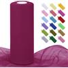 Uiopa Tulle Rosso Rosa Scuro 30cm x 91m Rotolo Tulle Matrimonio Poliestere Tessuto Decorazione Nastro per Bomboniere, Matrimonio, Feste, Gonna Tutù, Artigianat