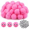 TOAOB THE ONE AND ONLY BABY TOAOB 50 Pezzi Pompom per Lavoretti 50mm Pompon Rosa | Con Occhi Mobili, Grandi Palline Di Feltro, per Cucito Fai Da Te Decorazioni Festa Artigianato