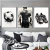 HURCP Set di 3 quadri su tela Poster Nero Bianco Grigio Acquerello Calcio Maestro Scarpe Vibrante Sport Parete Stampe d'Arte Regalo Uomini Ragazzo Bambini Camera Da Letto Soggiorno Dormitorio Galleria Corri