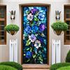Generic Blu Adesivi per Porte Interne 90 x 200 cm Ipomoea astratta Carta Parati Porta Poster per Porta Rimovibile Autoadesivo Vinile Impermeabile Adesivi Porta Bagno Cucina Ufficio