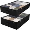 KROMS Contenitori sottoletto set da 2 - Nero - 80 x 50 x 15 cm - Organizer armadio salvaspazio - Scatole per vestiti e biancheria - Contenitore sottoletto pieghevole - Organizzazione della casa