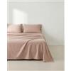 GAMUSI Set di lenzuola per letto da 90 x 190/200, 100% cotone, 3 pezzi, traspirante, morbido, colore rosa
