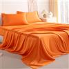 NTBAY Queen - Set di lenzuola in raso, 4 pezzi, colore: arancione | Set in raso di microfibra con lenzuolo piano, lenzuolo con angoli e 2 federe; tasca profonda 38 cm con elastico completo