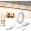 Lureshine Luce LED Sottopensile Cucina 120cm Luci Armadio Barra Dimmerabile | Lampada Sensore Gesti 3 Temperature,Alimentatore 24V Flessibile Silicone Autoadesivo Striscia LED Sottopensile Cucina,Armadi