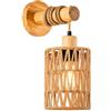 Generico Applique da Parete in Vimini Naturale, Lampada Decorativa Boho con Supporto in Legno per Camera da Letto, Soggiorno e Corridoio (1, Corda di canapa)