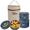 Jenngaoo Lunch Box Rotondo con Borsa Termica (3 Cassette di sicurezza per Microonde) | Isolato Multifunzione Box Termico Portatile Rotondo in Acciaio Inossidabile