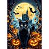 KEYIFA Diamond Painting Kit Completo, Gatto Nero con Zucche 5D DIY Creativi Diamond Painting per Adulti, Crystal Art Kit Pittura Adulti, Decorazioni Per Pareti Domestiche 30x40CM