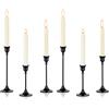 Romadedi Porta Candele Candelabro Nero - Portacandele da Tavolo Candelabri Candelieri Metallo per Centrotavola, Candele Coniche, Decorazioni Avvento Natalizie Halloween Regalo, 15/19/24cm 2 Set/6 Pcs