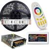 Mondo Strisce Led Kit da 5mt Striscia Led RGB composto da 1 Bobina TOTAL Waterproof ip68 + 1 Trasformatore da 60W 12Ve 1 Controller +1 Telec. Con 300 Led RGB sviluppa 4500 Lumen