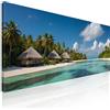 CheQuadro! Quadro colorato paesaggio marino, quadro grande soggiorno Bungalow Tropicale con Mare Turchese stampa su tela, intelaiato pronto da appendere seal9-150x60 cm