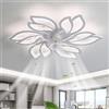 Dfiacn Moderno Forma Di Fiore Plafoniera con Ventilatore Reversibile 6 Velocità, Silenzioso Ventilatori Da Soffitto con Luce e Telecomando Grande Lampadario a Ventilatore Dimmerabile-White
