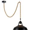 LEDSone Lampadario a sospensione in corda di canapa E27 Luce a sospensione industriale stile retrò paralume lampada regolabile fai da te per soggiorno caffè ristorante Hal (Nero)