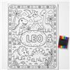 JeathFea Coperta da Colorare Personalizzata a Tema Dinosauro Coperta Lavabile | Coperta Lavabile da Colorare con Pennarelli, Coperta Personalizzata con Nome, Oggetti Decorativi per la Casa